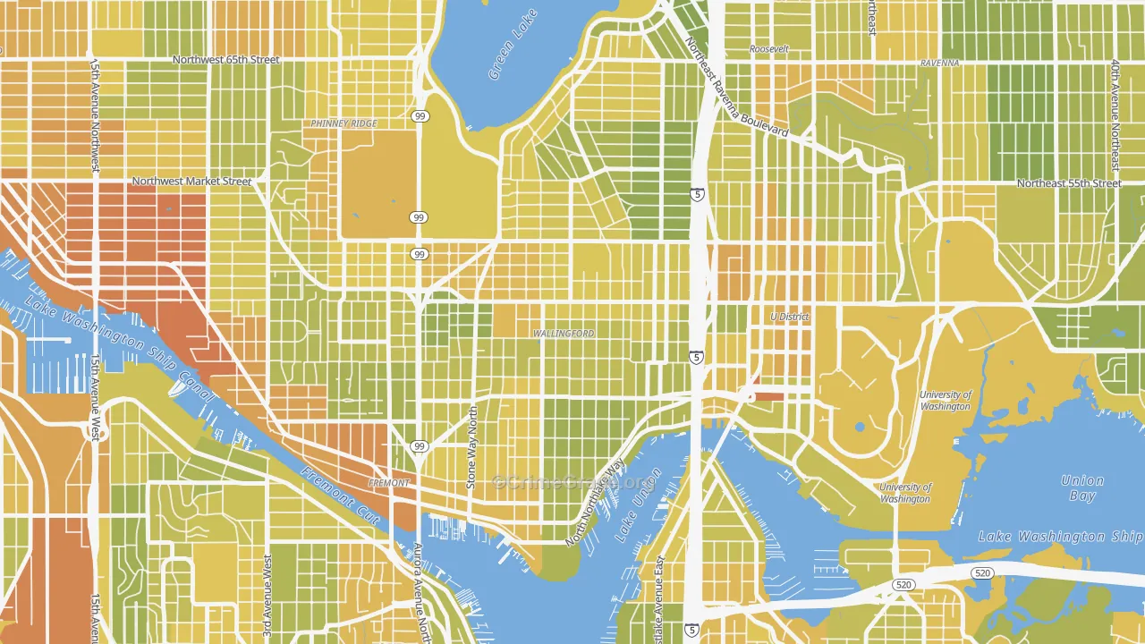 Wallingford, Seattle, WA Map of Vehicle Theft Rates