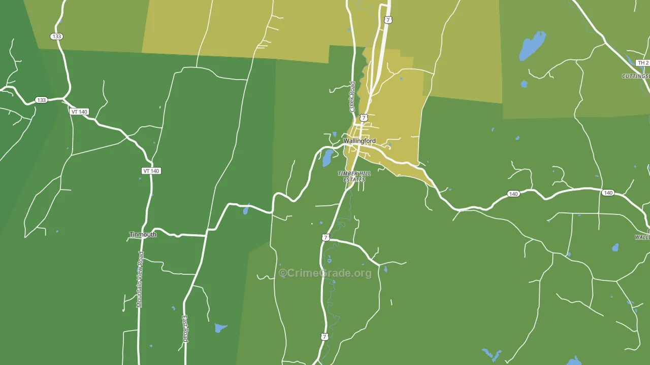 Wallingford, VT Map of Vehicle Theft Rates