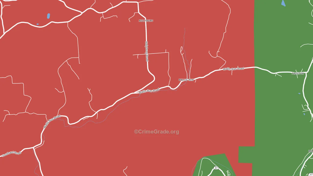 Wallis Run, PA Map of Vehicle Theft Rates