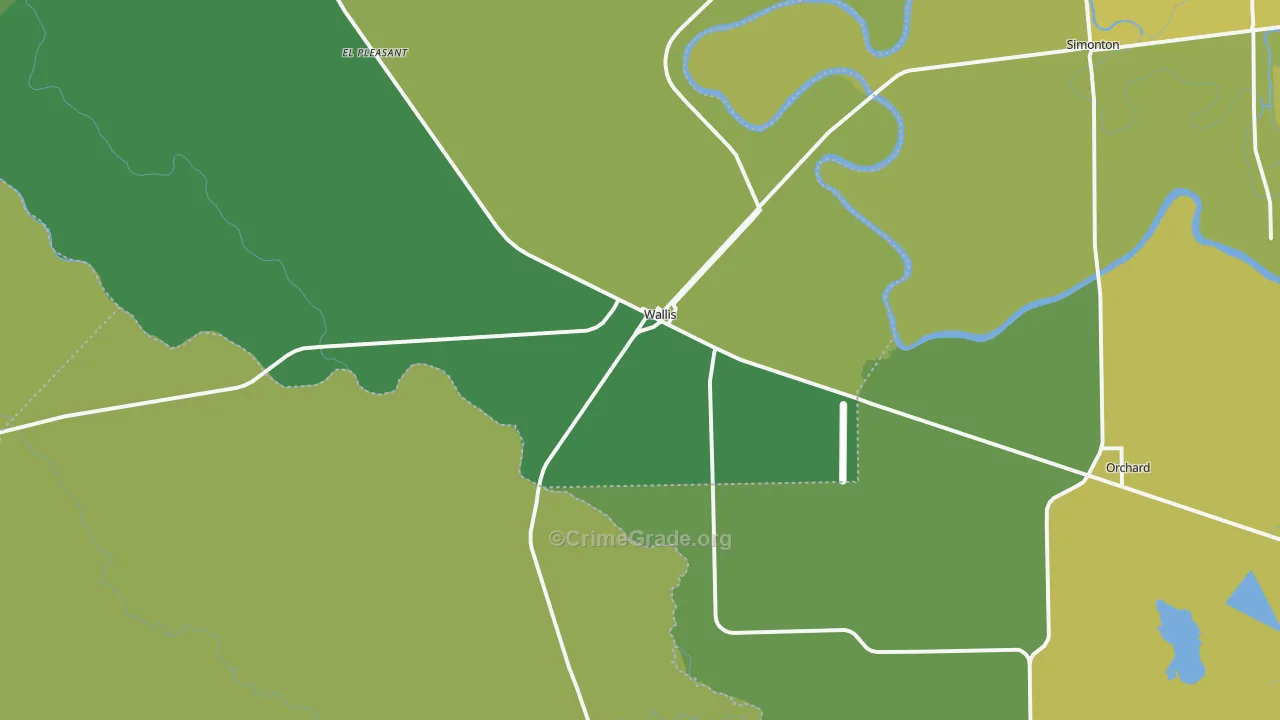Wallis, TX Map of Vehicle Theft Rates