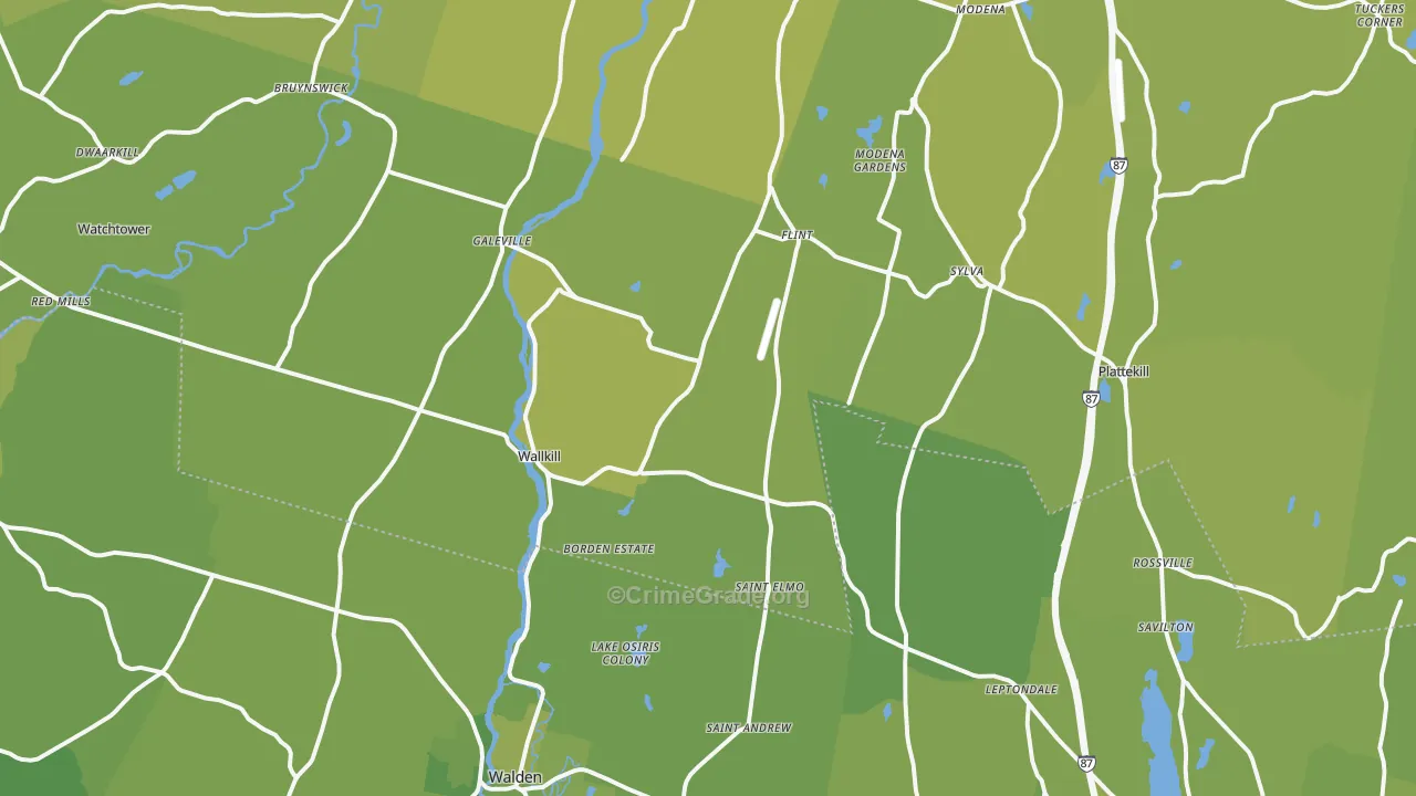 Wallkill, NY Map of Vehicle Theft Rates
