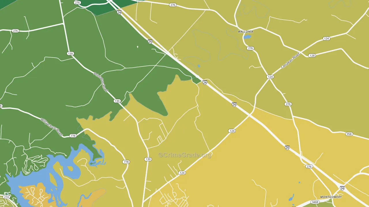 Wallonia, KY Map of Vehicle Theft Rates