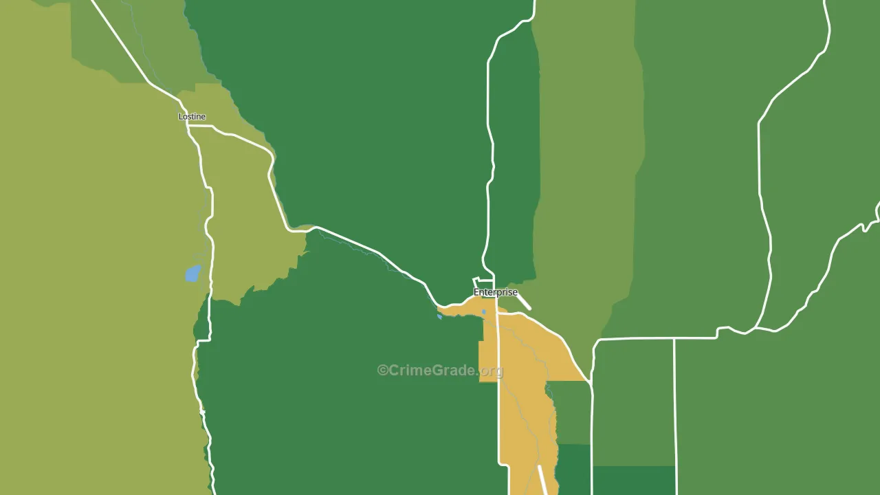 Wallowa County, OR Map of Vehicle Theft Rates