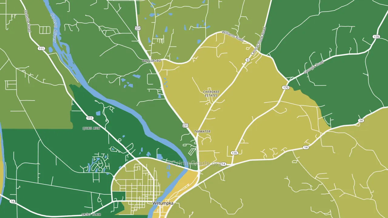 Wallsboro, AL Map of Vehicle Theft Rates