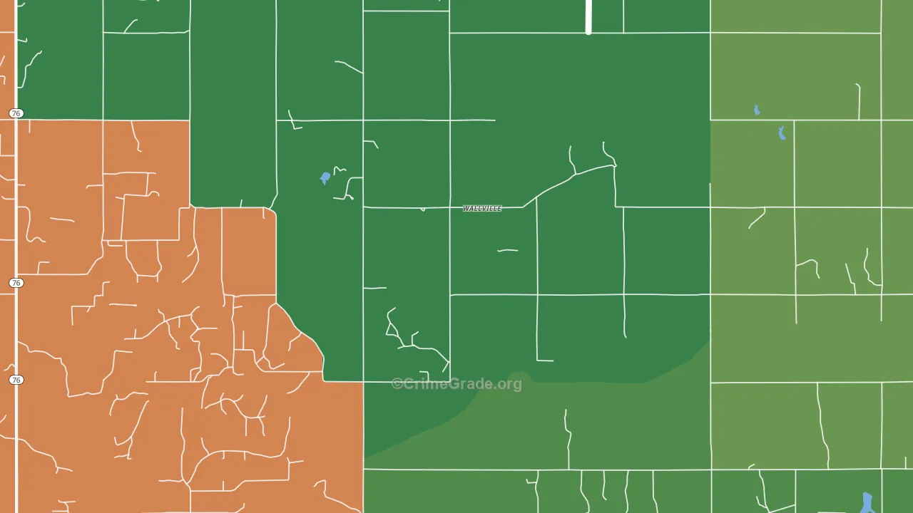 Wallville, OK Map of Vehicle Theft Rates