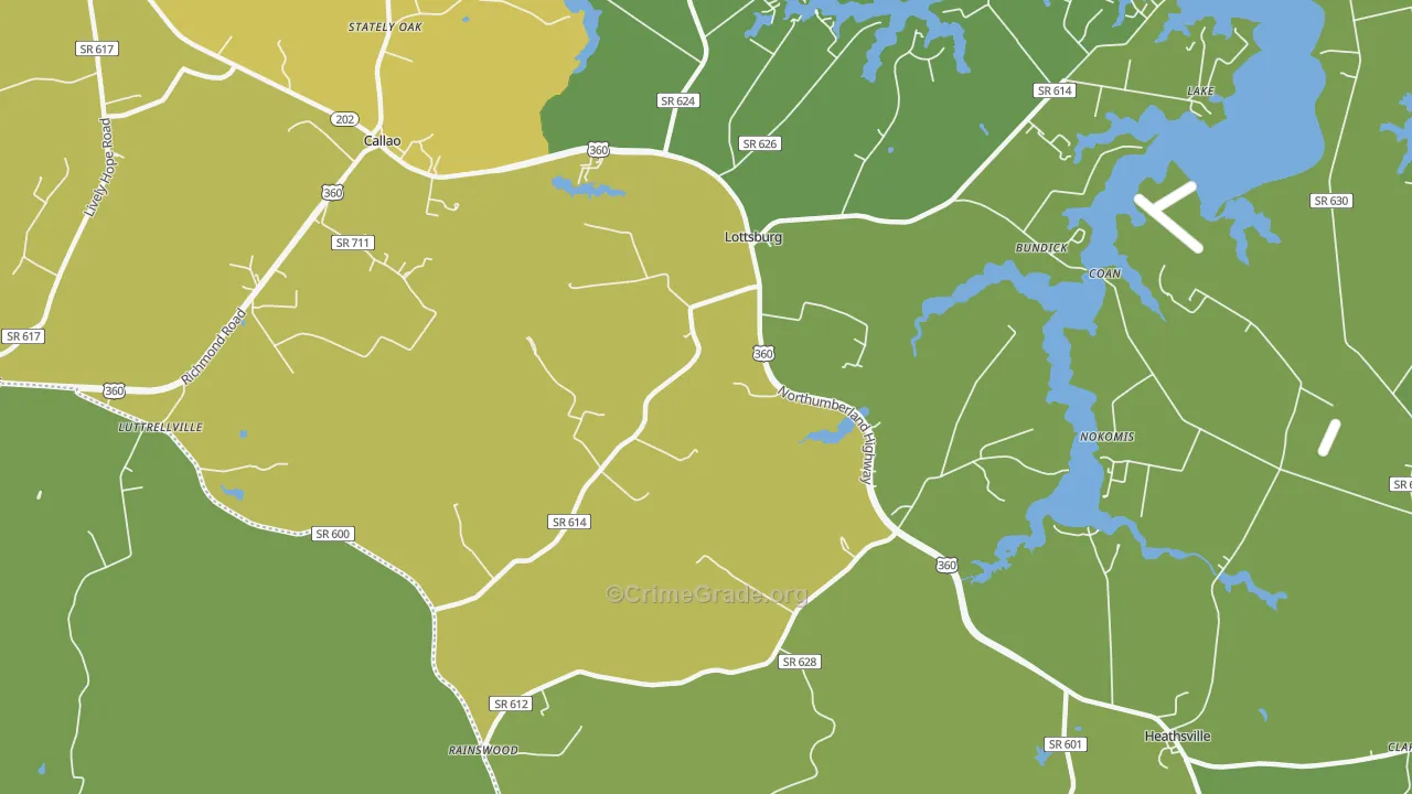Walmsley, VA Map of Vehicle Theft Rates