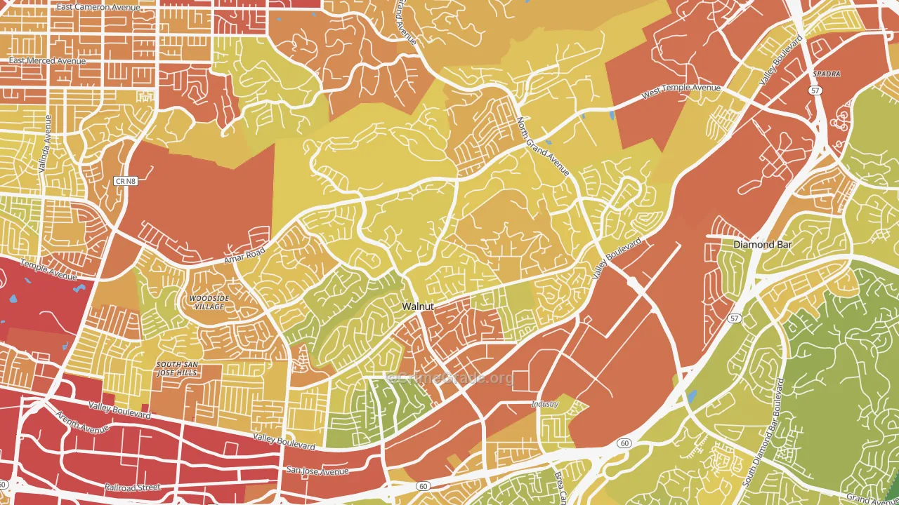 Walnut, CA Map of Vehicle Theft Rates