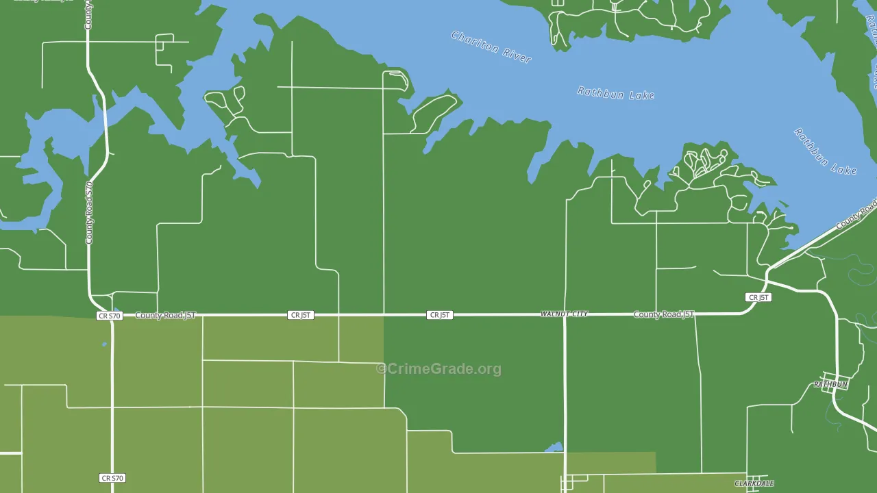 Walnut City, IA Map of Vehicle Theft Rates