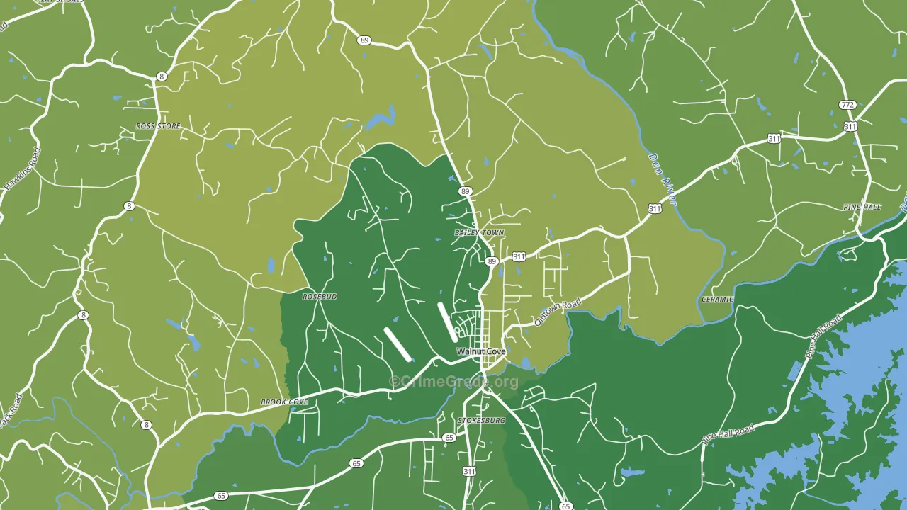 Walnut Cove, NC Map of Vehicle Theft Rates
