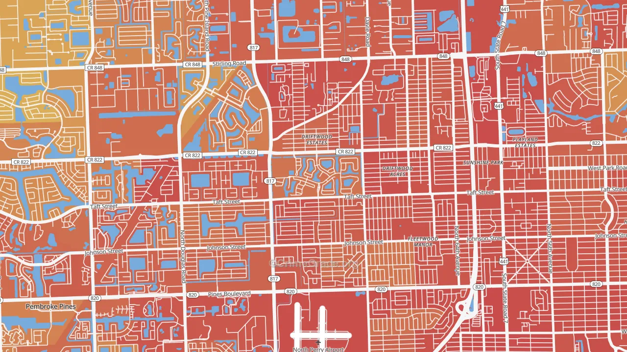 Walnut Creek, Pembroke Pines, FL Map of Vehicle Theft Rates