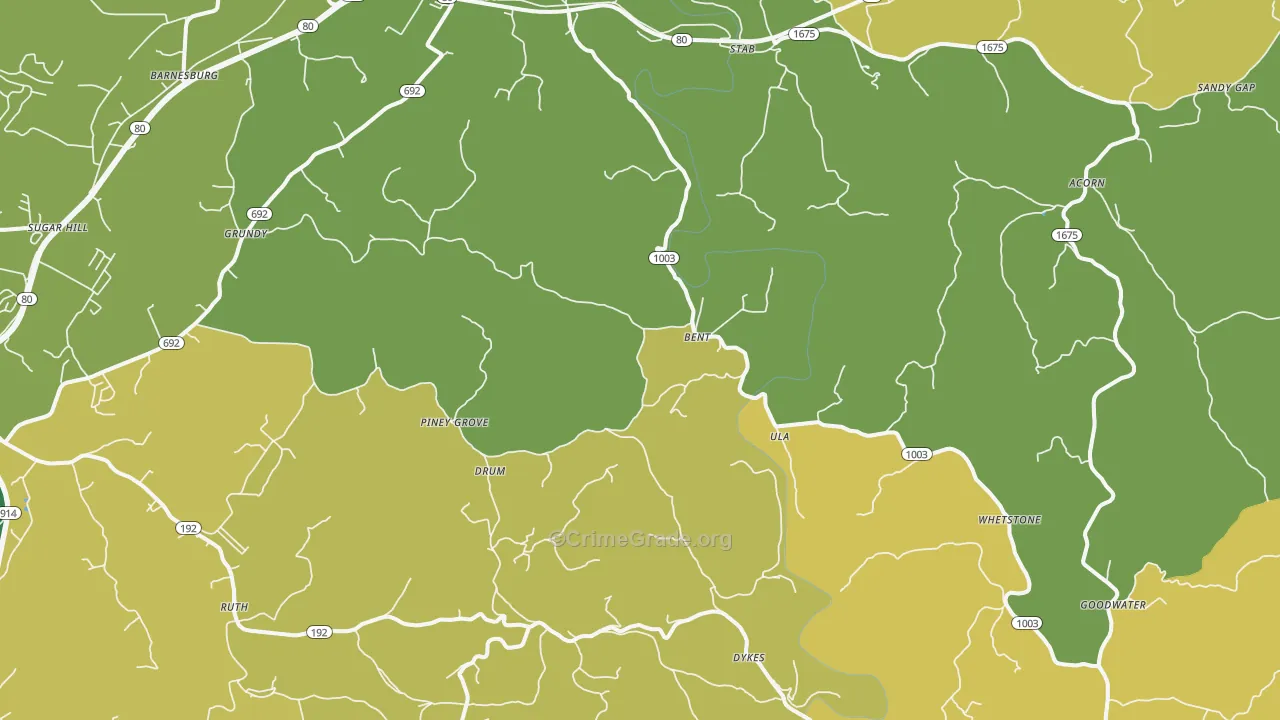 Walnut Grove, KY Map of Vehicle Theft Rates