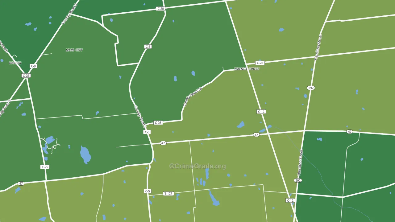 Walnut Grove, OH Map of Vehicle Theft Rates