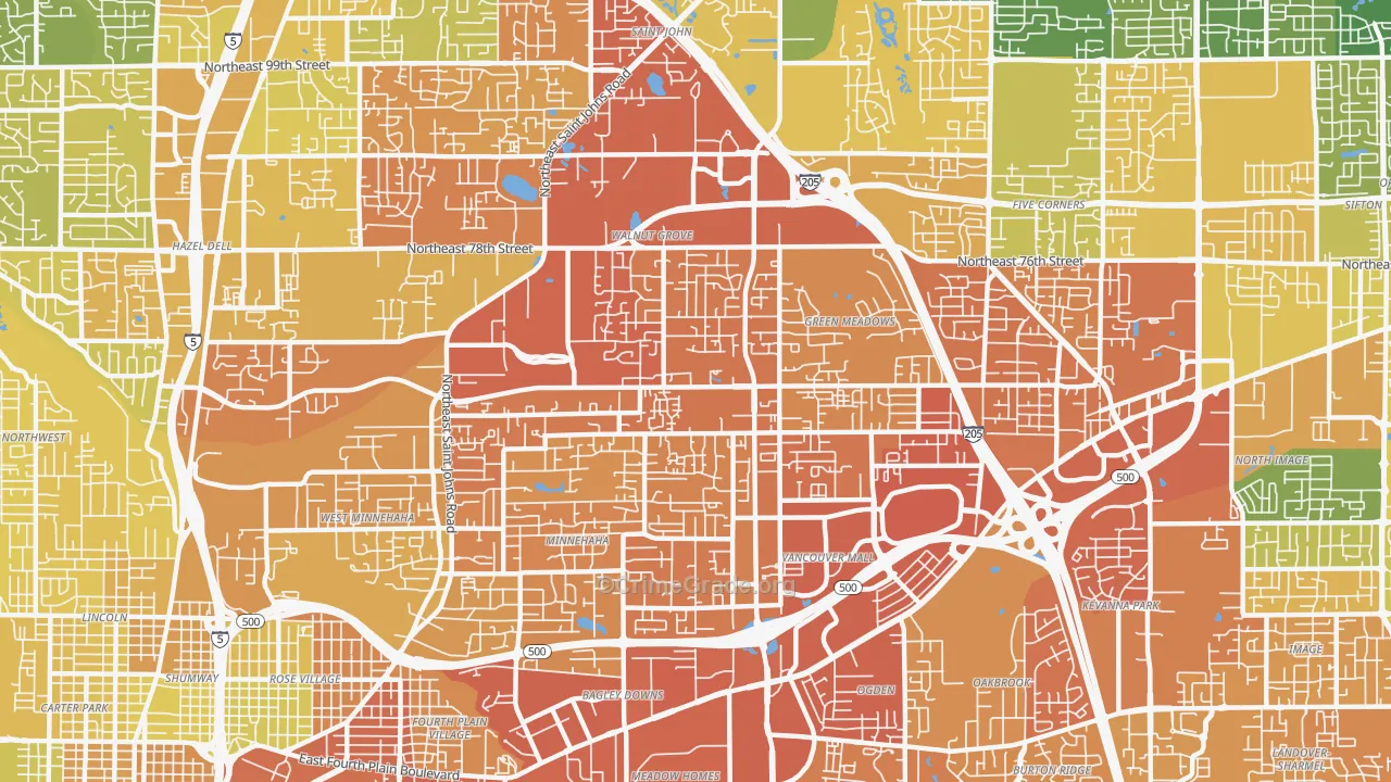 Walnut Grove, WA Map of Vehicle Theft Rates