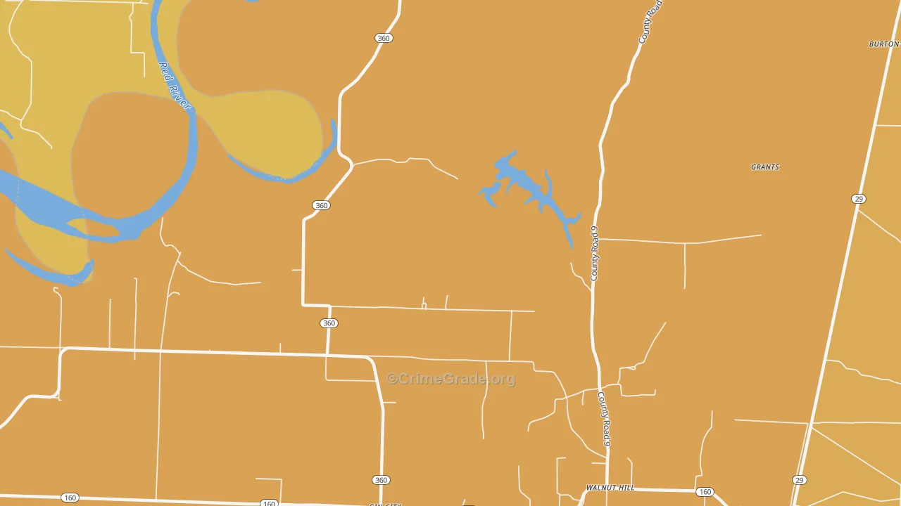 Walnut Hill, AR Map of Vehicle Theft Rates