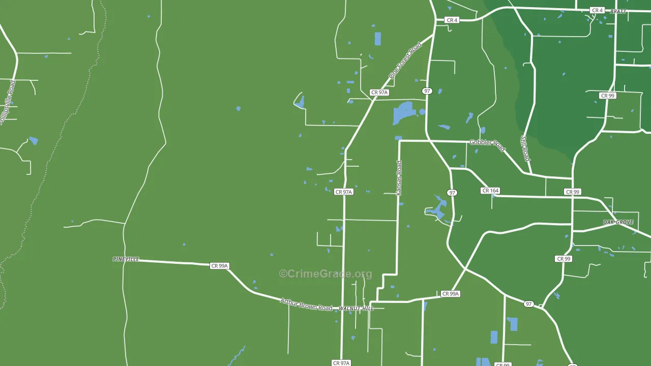 Walnut Hill, FL Map of Vehicle Theft Rates