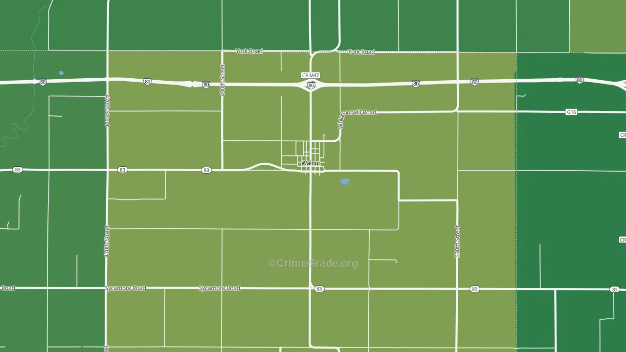 Walnut, IA Map of Vehicle Theft Rates