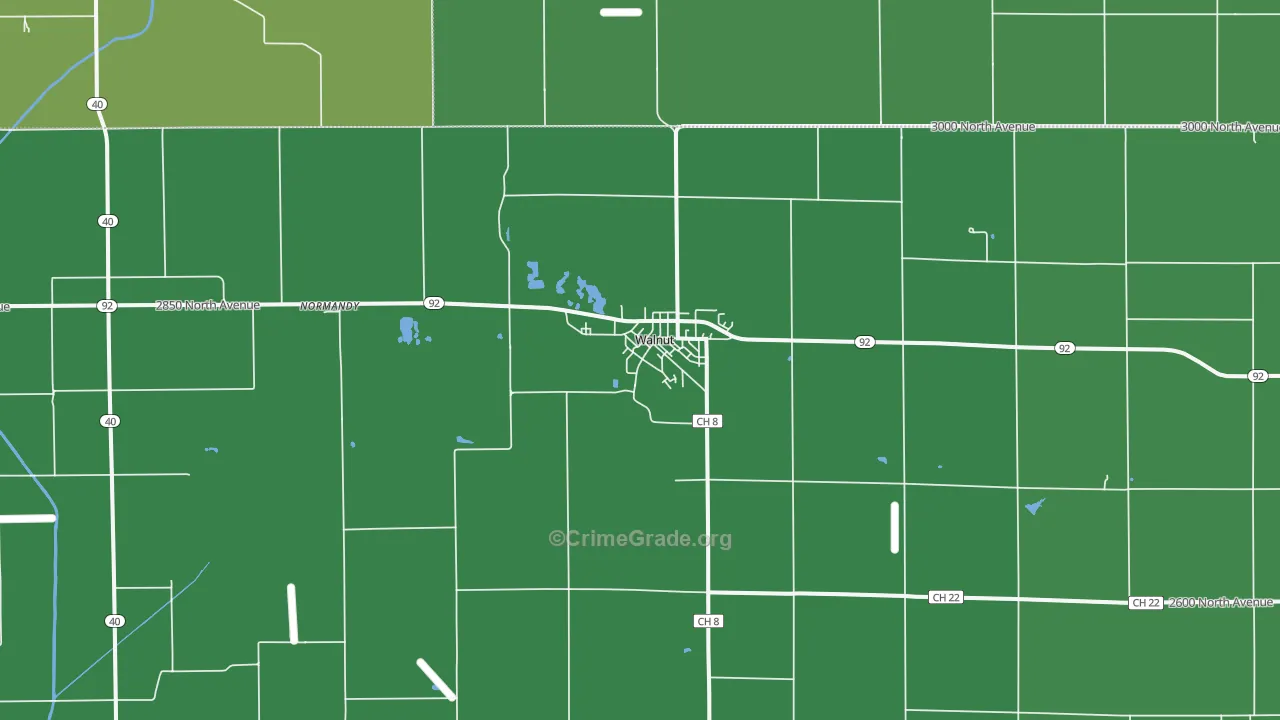 Walnut, IL Map of Vehicle Theft Rates