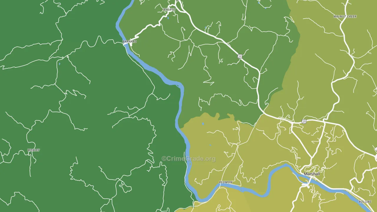 Walnut, NC Map of Vehicle Theft Rates