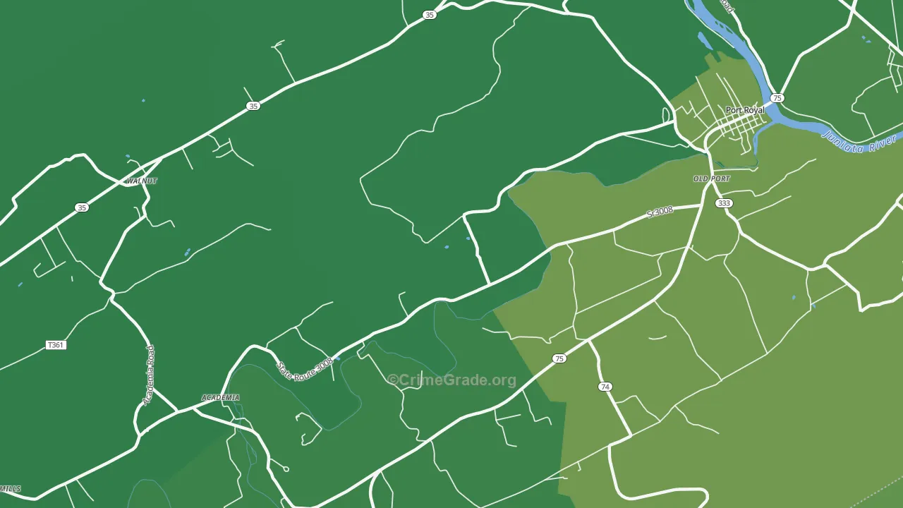 Walnut, PA Map of Vehicle Theft Rates