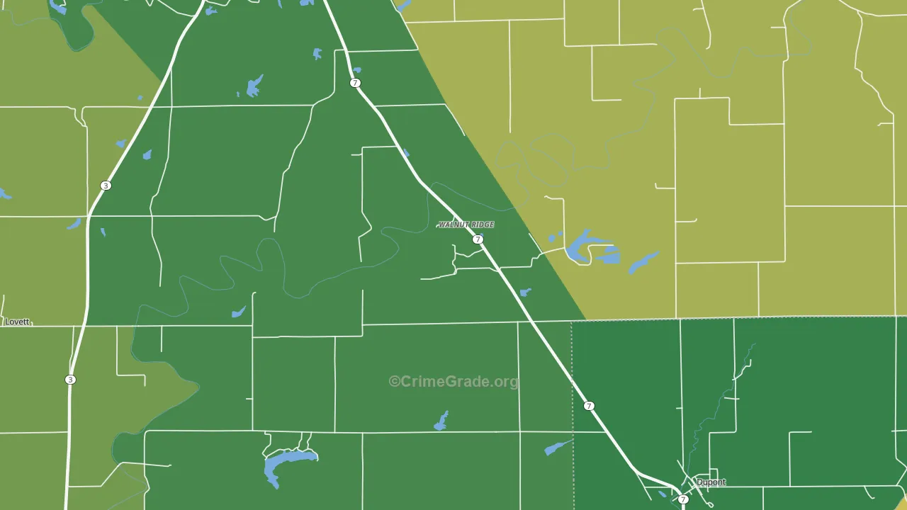 Walnut Ridge, IN Map of Vehicle Theft Rates