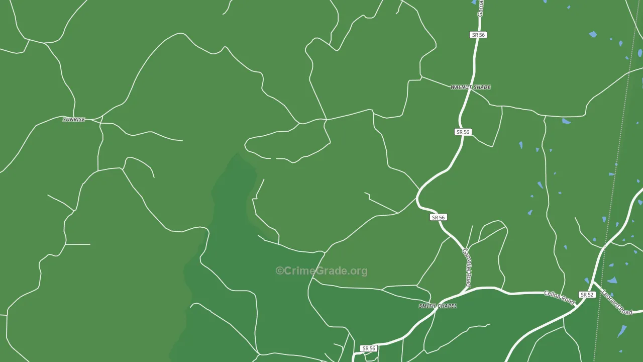 Walnut Shade, TN Map of Vehicle Theft Rates