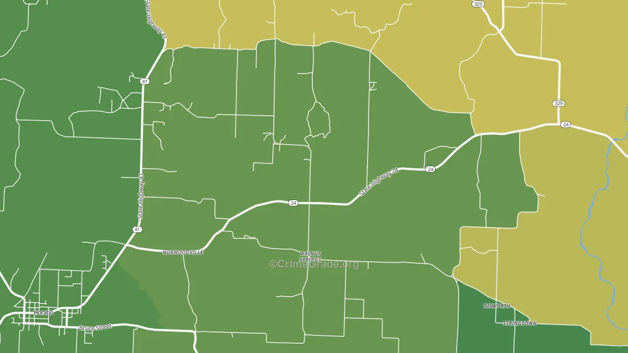 Walnut Springs, AR Map of Vehicle Theft Rates