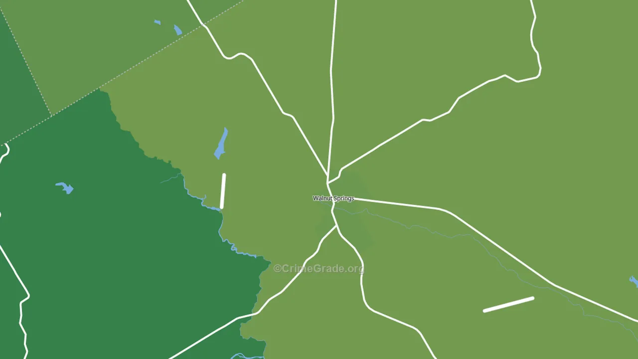 Walnut Springs, TX Map of Vehicle Theft Rates