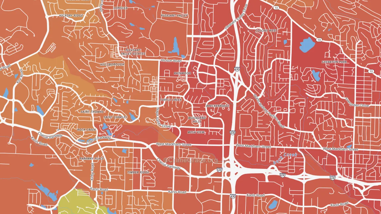Walnut Valley, Little Rock, AR Map of Vehicle Theft Rates
