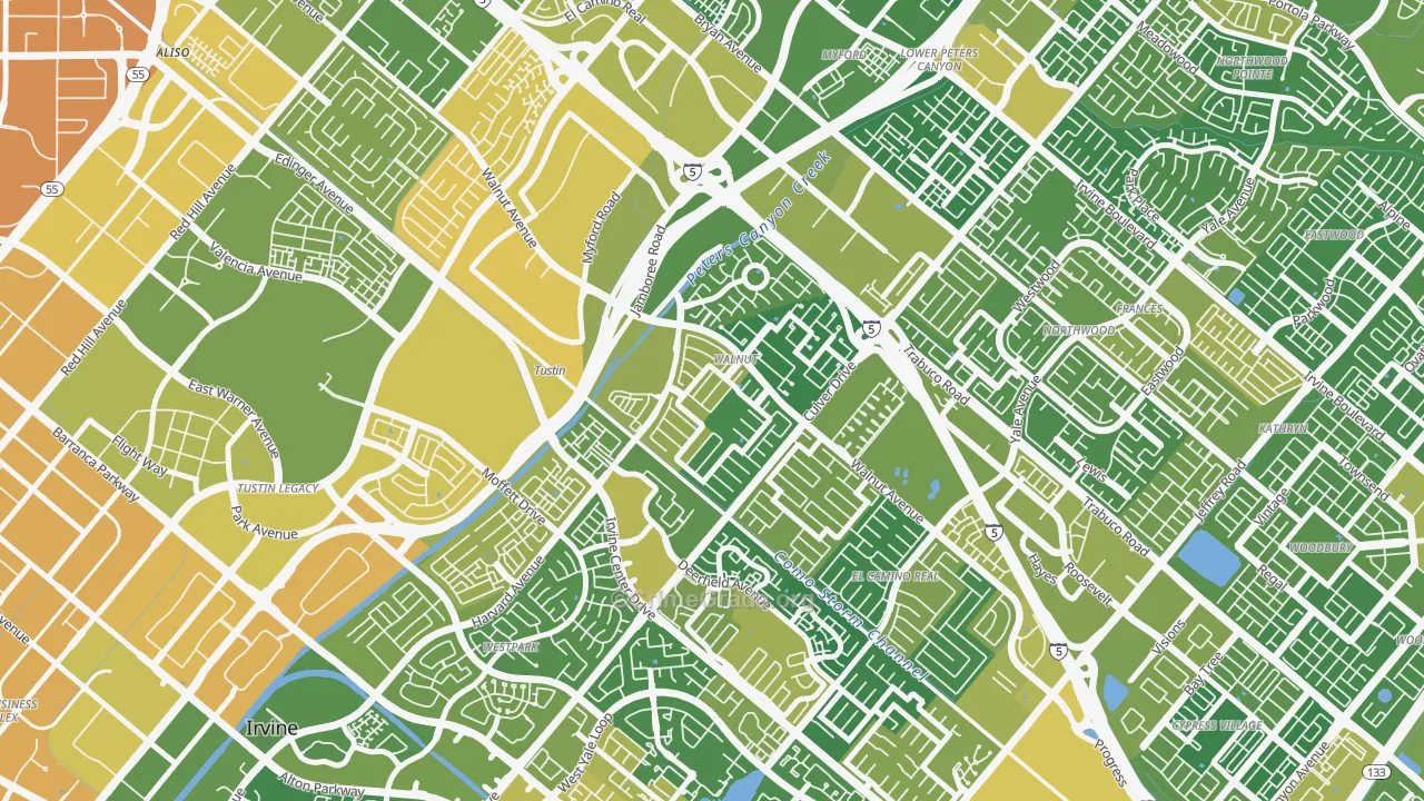Walnut Village, Irvine, CA Map of Vehicle Theft Rates