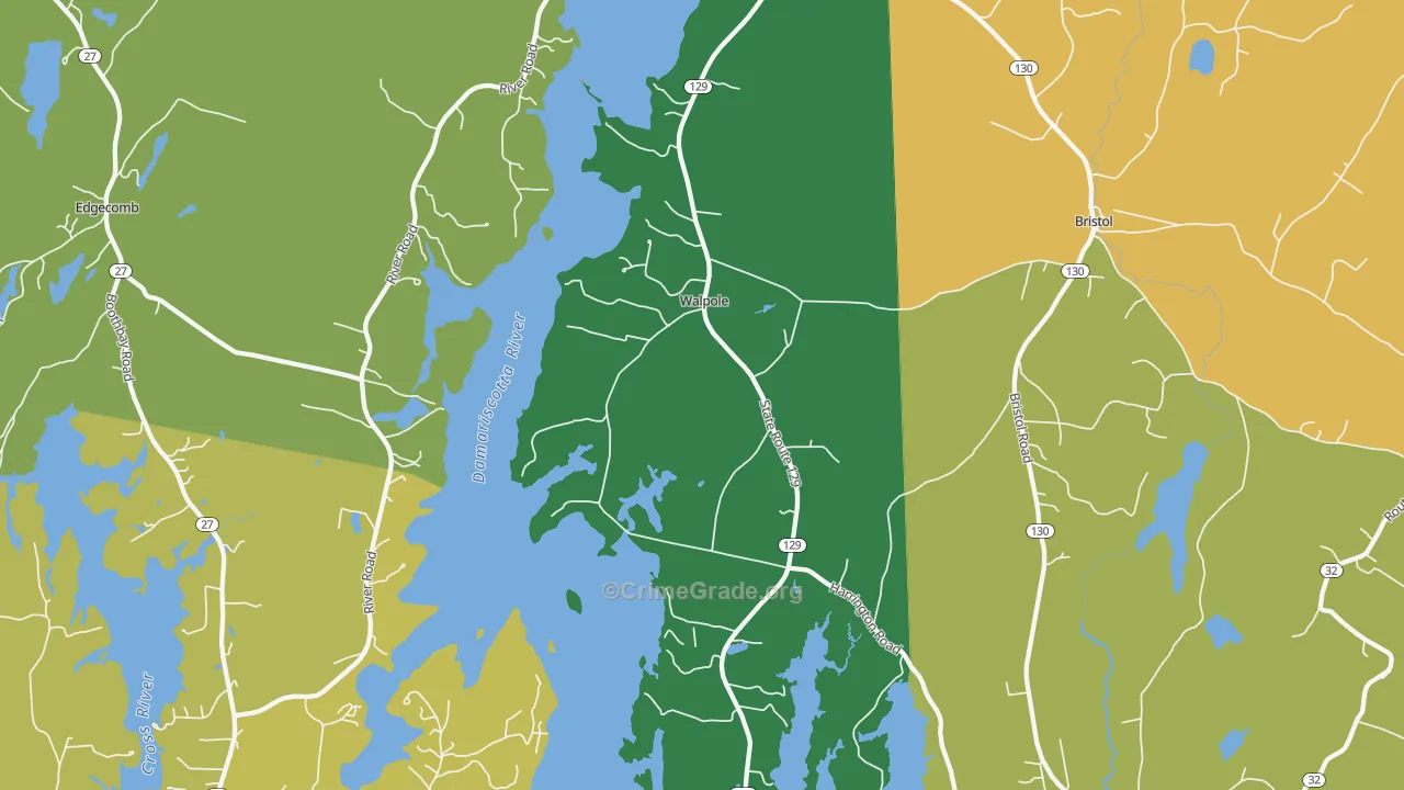 Walpole, ME Map of Vehicle Theft Rates