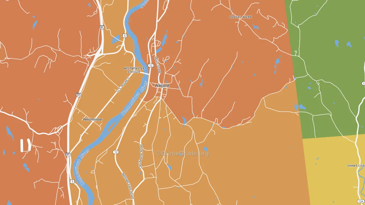 Walpole, NH Map of Vehicle Theft Rates