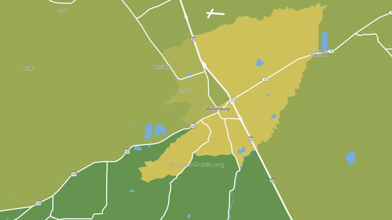 Walsenburg, CO Map of Vehicle Theft Rates
