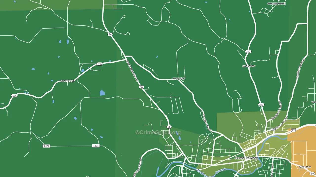 Walston, PA Map of Vehicle Theft Rates