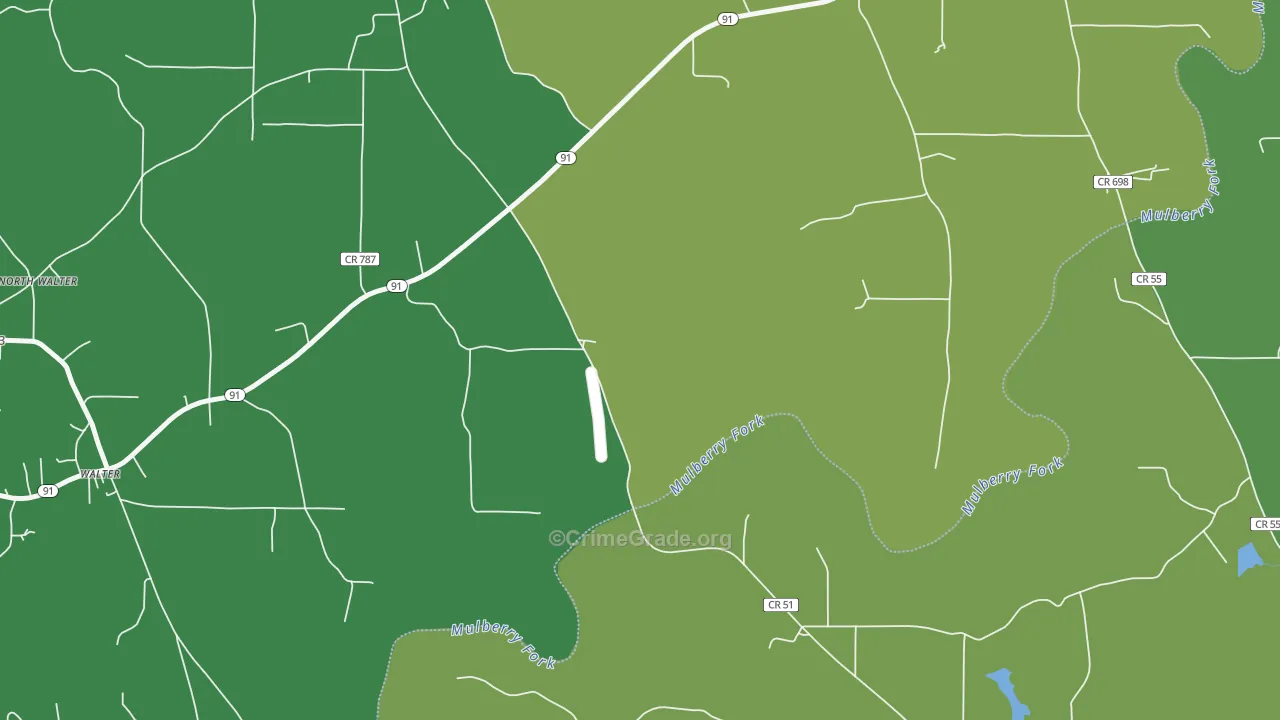 Walter, AL Map of Vehicle Theft Rates