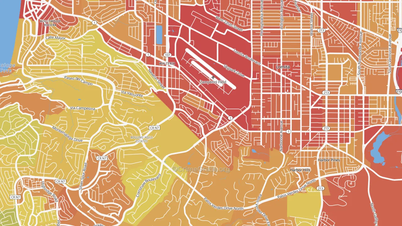 Walteria, Torrance, CA Map of Vehicle Theft Rates