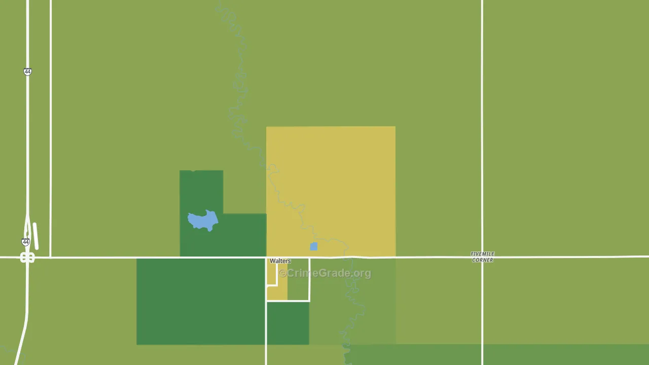 Walters, OK Map of Vehicle Theft Rates