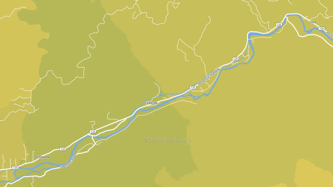 Walterville, OR Map of Vehicle Theft Rates