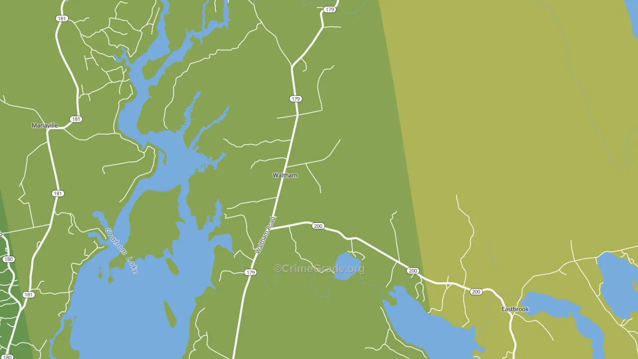 Waltham, ME Map of Vehicle Theft Rates