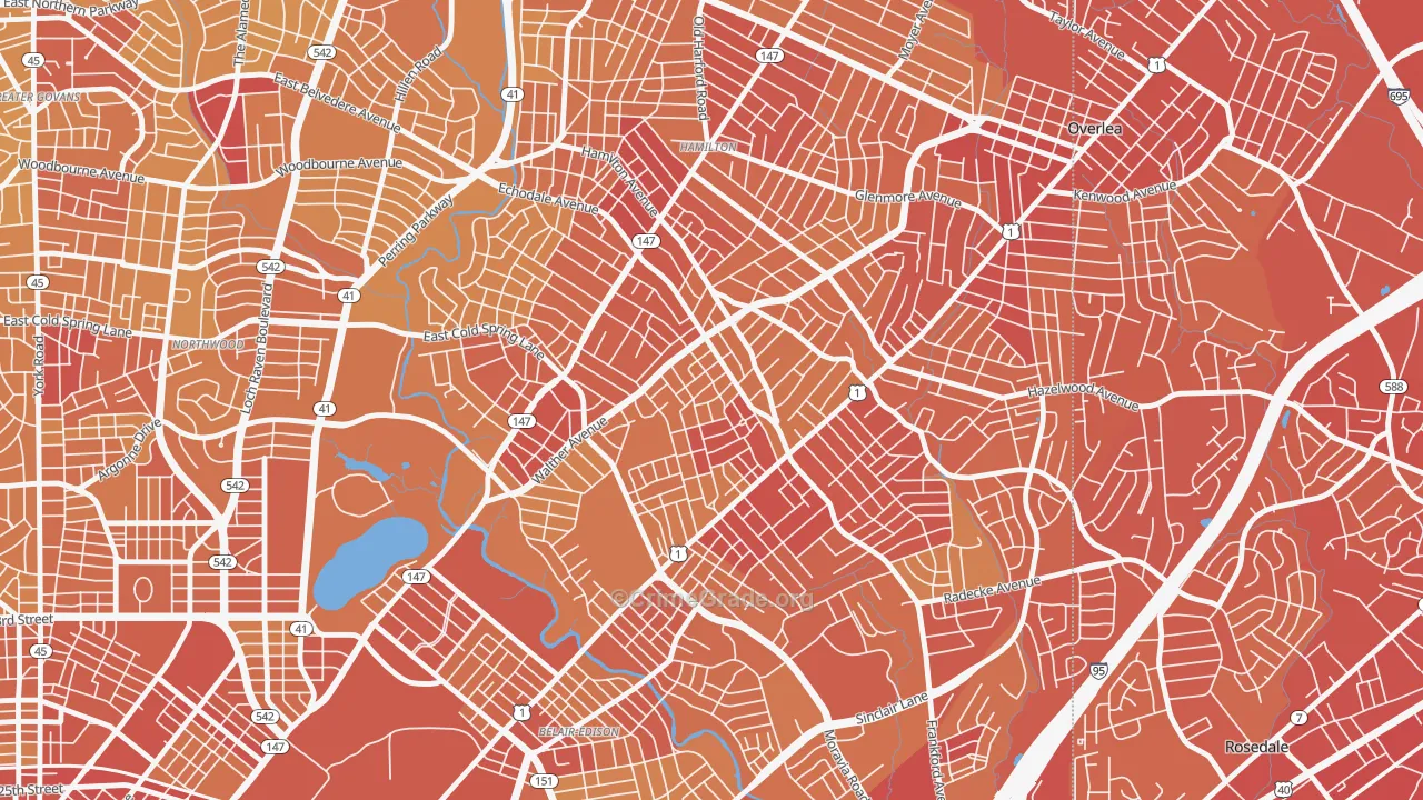 Waltherson, Baltimore, MD Map of Vehicle Theft Rates