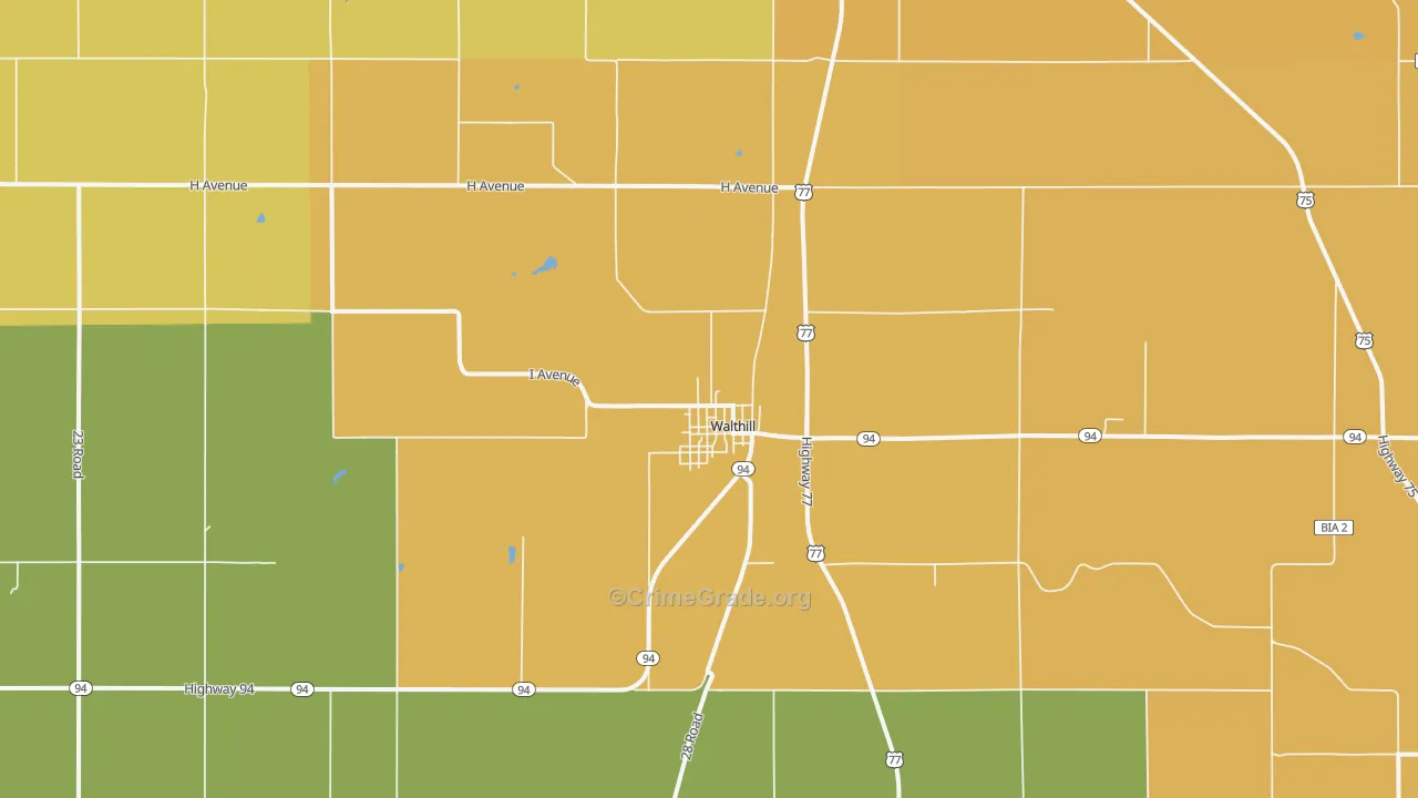 Walthill, NE Map of Vehicle Theft Rates