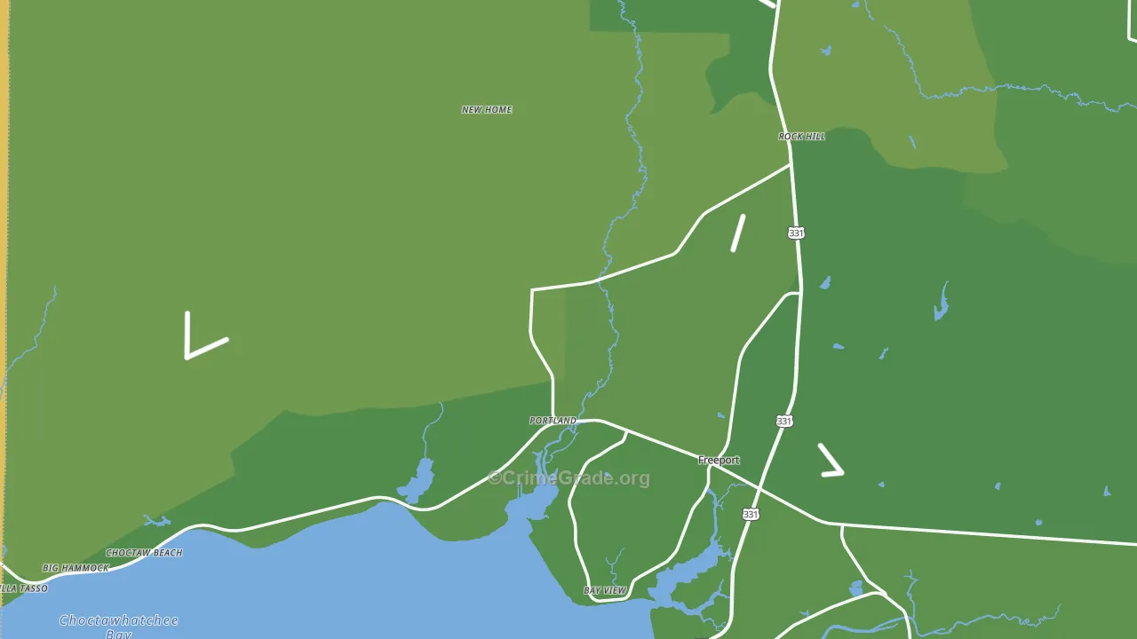 Walton County, FL Map of Vehicle Theft Rates