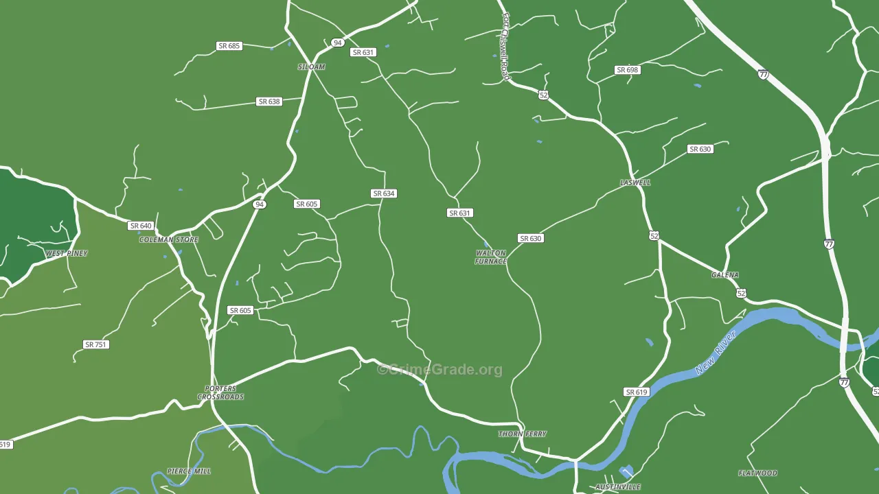 Walton Furnace, VA Map of Vehicle Theft Rates