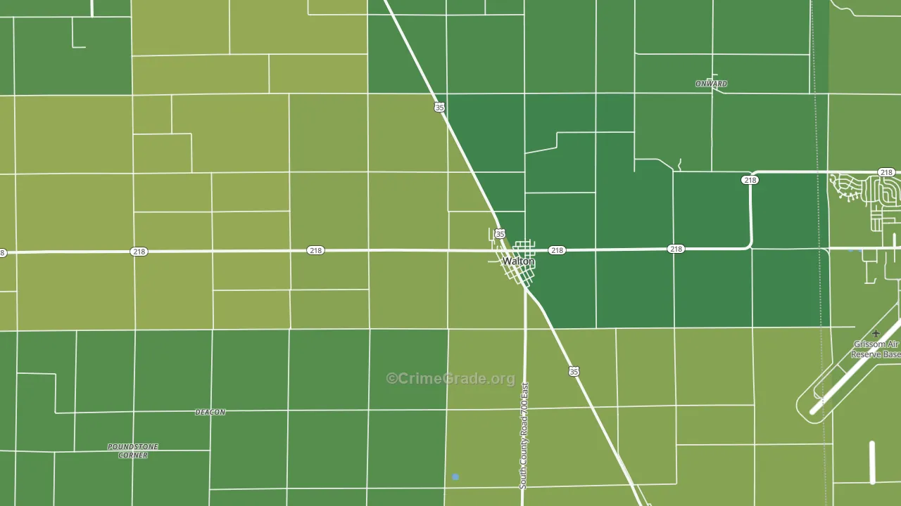 Walton, IN Map of Vehicle Theft Rates