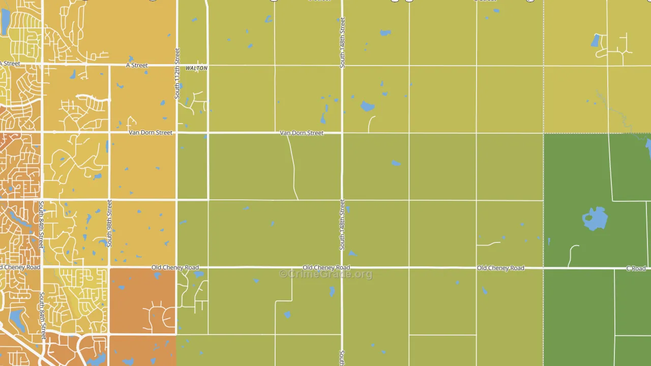 Walton, NE Map of Vehicle Theft Rates