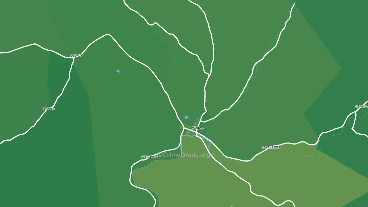 Walton, NY Map of Vehicle Theft Rates