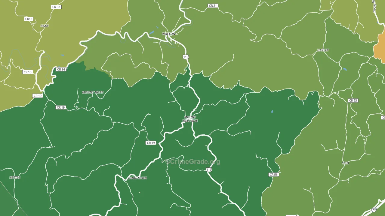 Walton, WV Map of Vehicle Theft Rates