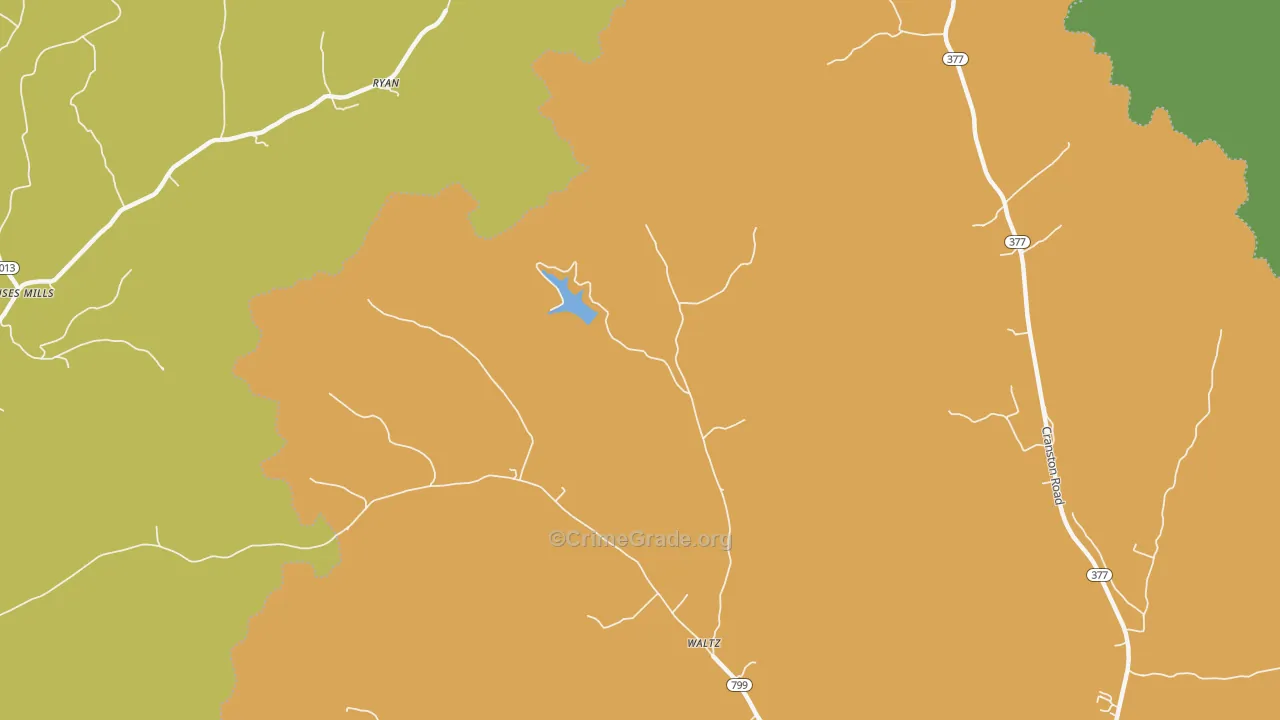 Waltz, KY Map of Vehicle Theft Rates