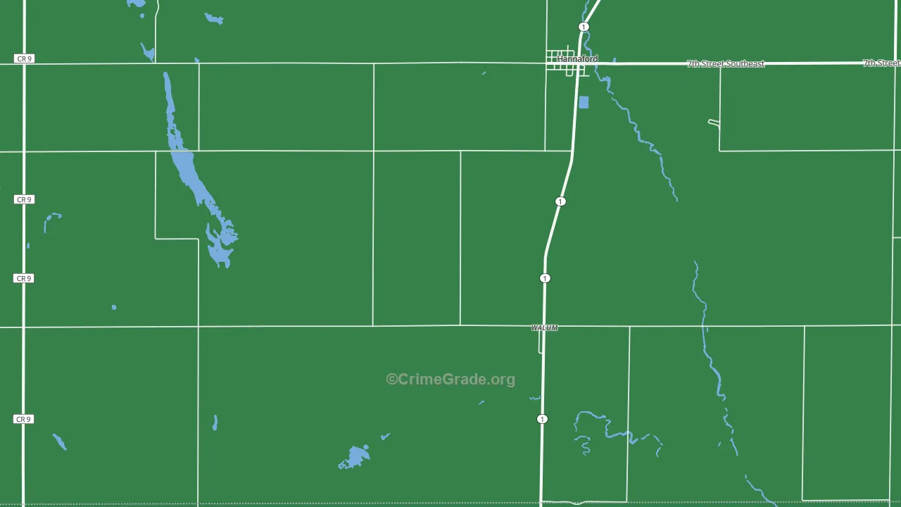 Walum, ND Map of Vehicle Theft Rates