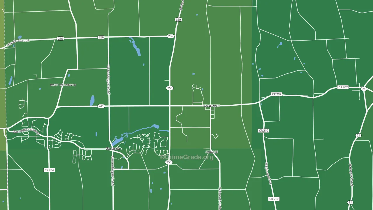 Walworth, NY Map of Vehicle Theft Rates