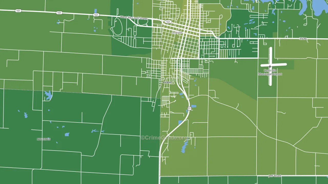 Wamac, IL Map of Vehicle Theft Rates